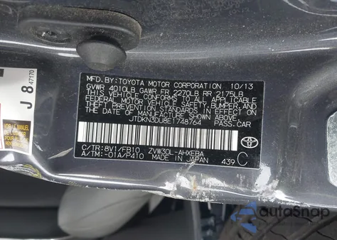 2014 Toyota Prius Two from USA, damaged, VIN JTDKN3DU8E1748764